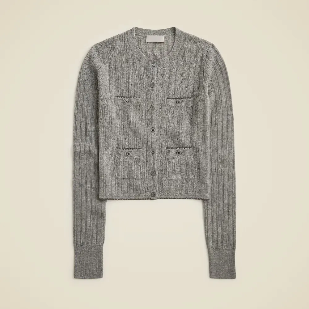 Cashmere Pointelle Shrunken Cardigans