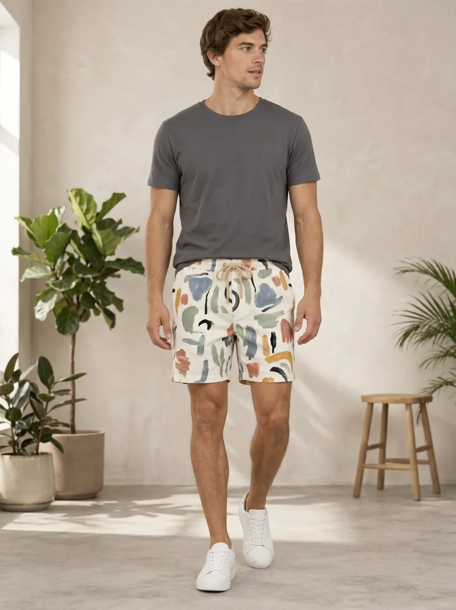 Easygoing Graphic Print Abstract Print Check Print Men's Printed Casual Pants
