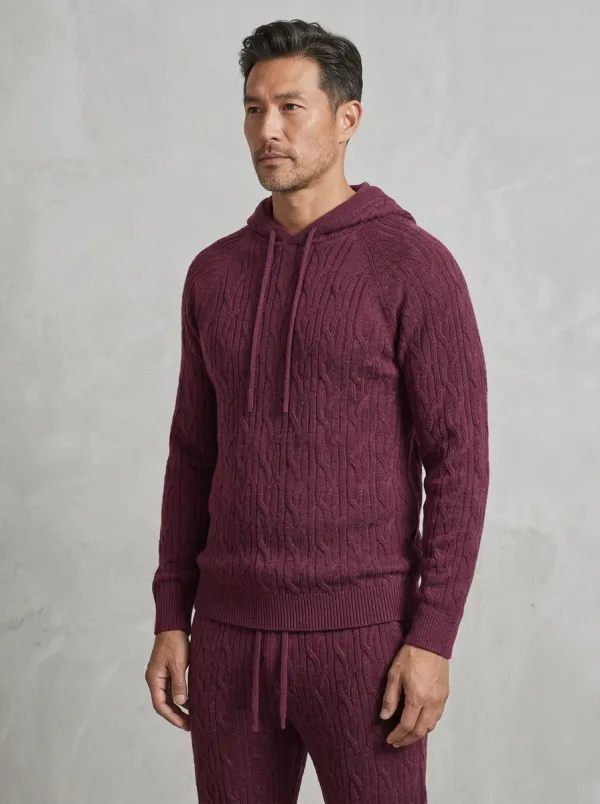 Cable-Knit Jogger Men's Knit Hoodie Jogger Set