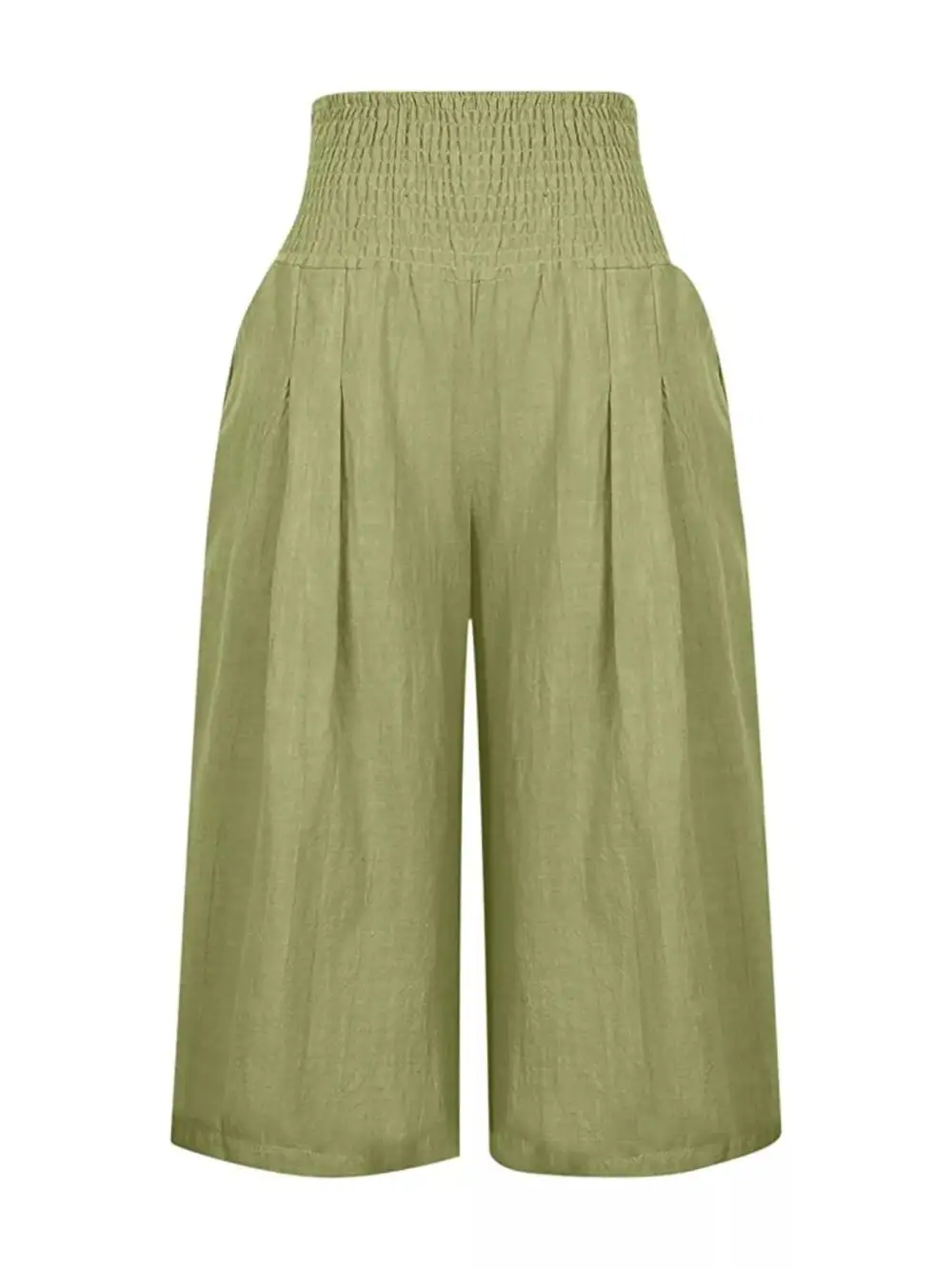 Smocked Wide Leg Capri Pants