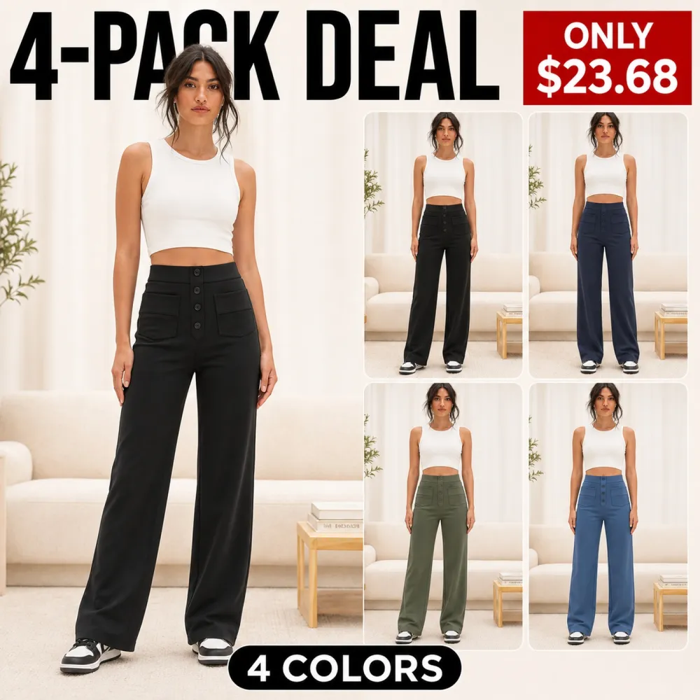 Women's High Waisted DayStretch Straight Leg Casual Pants with Pockets