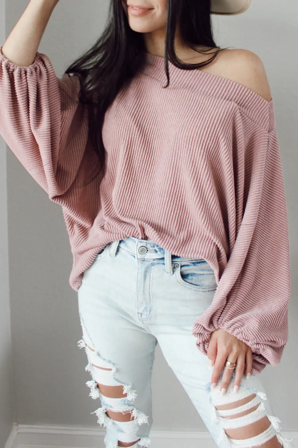 Soft Ribbed Knit Blouse