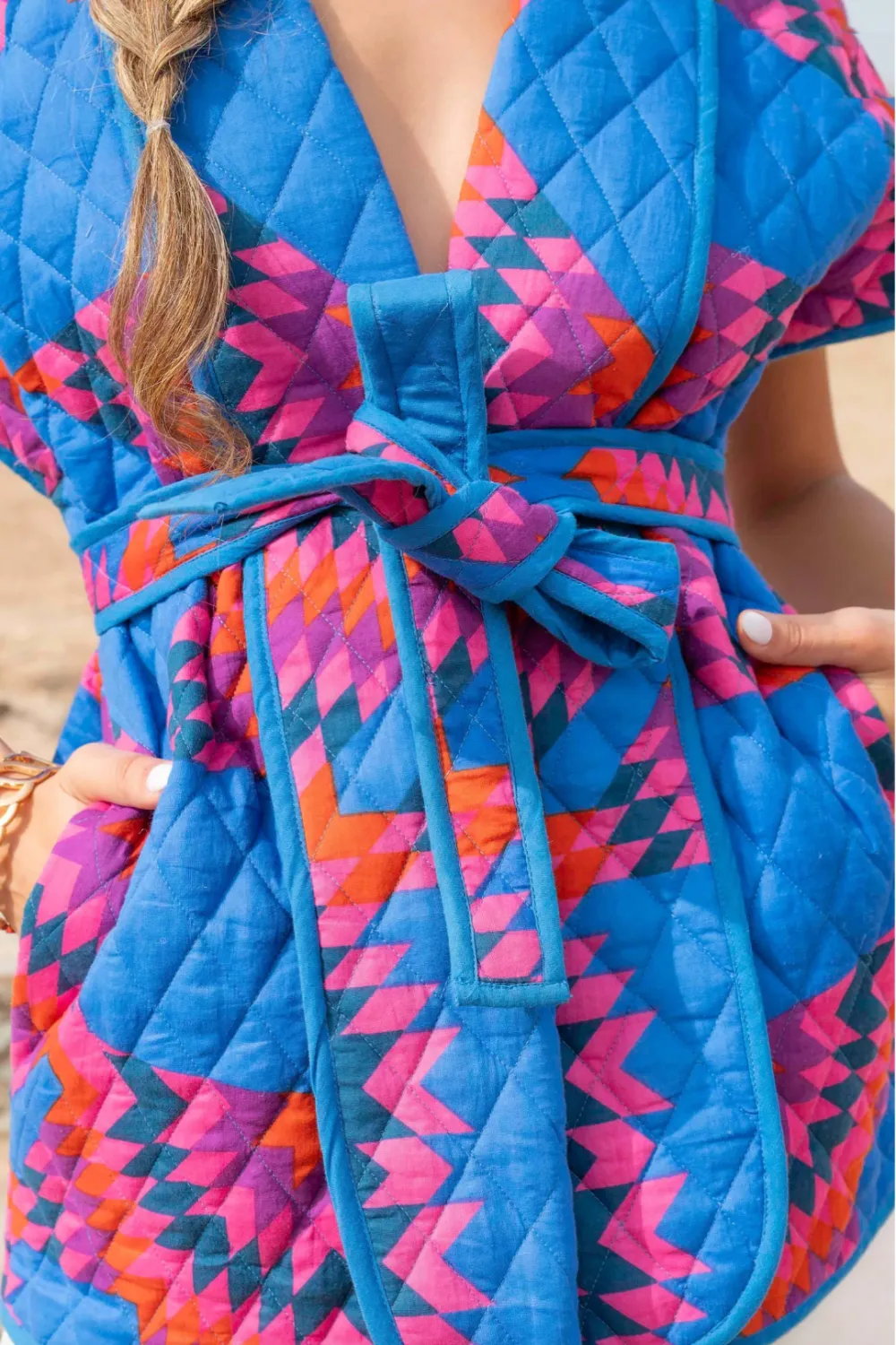 Belted Sleeveless Cotton Jacket
