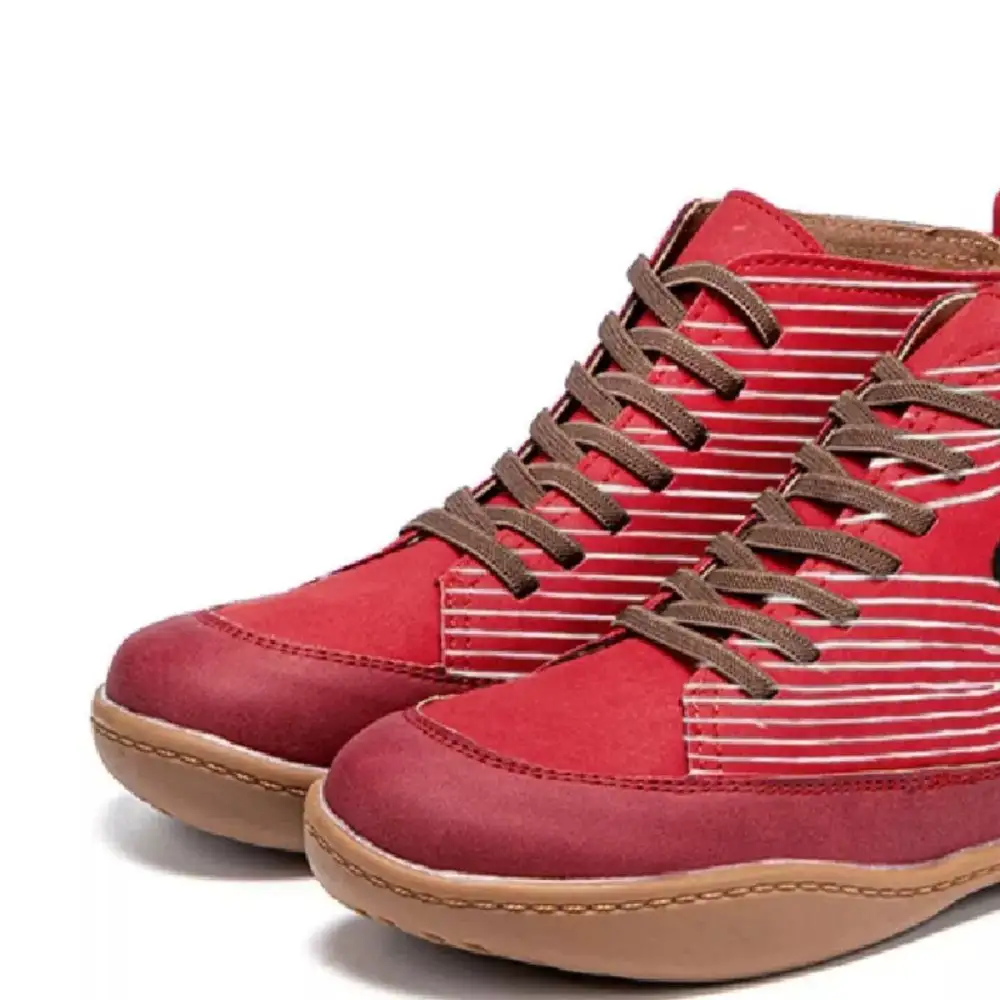 Cat Print Striped Ankle Sneakers