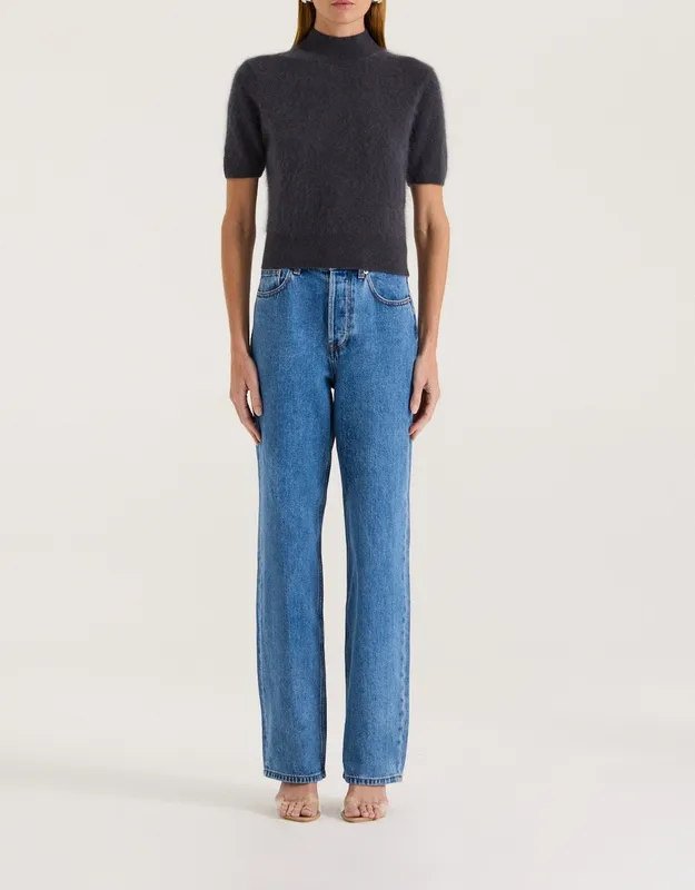 Charcoal Cropped Turtleneck Tee