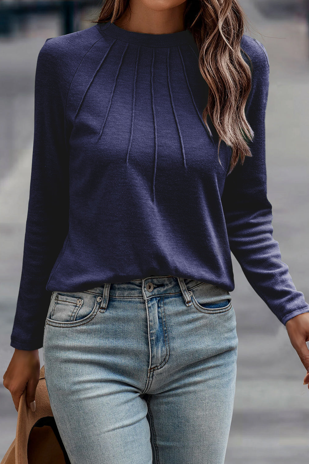 Women's Solid Long Sleeve Raglan Sleeve Top