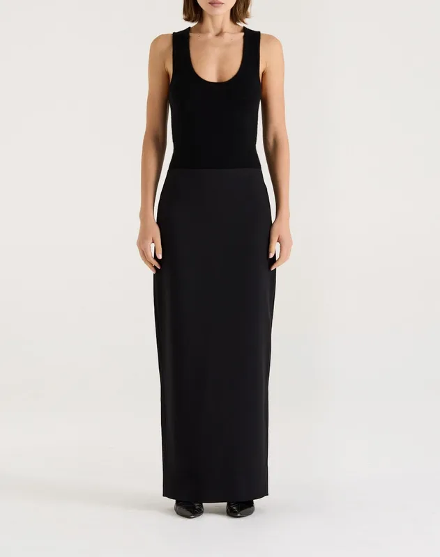 Black Low-Rise Maxi Skirt