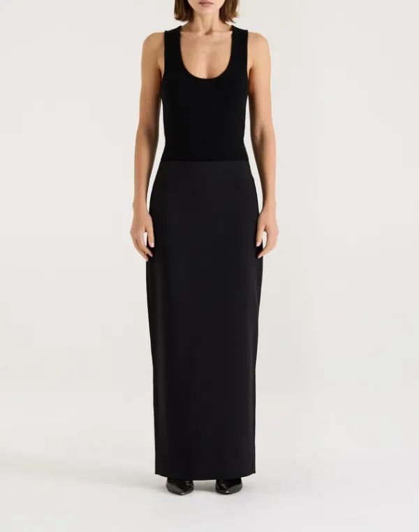 Black Low-Rise Maxi Skirt