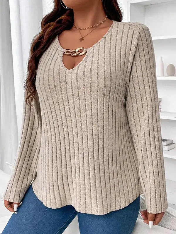 Long Sleeve Relaxed V-Neck T-Shirt