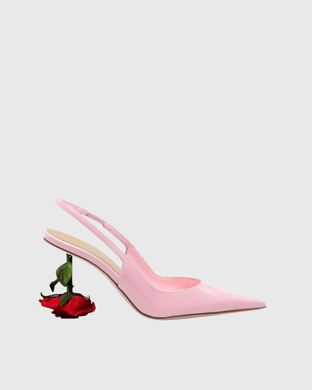 Flower Heel Patent Leather Slingback Pumps in Pink