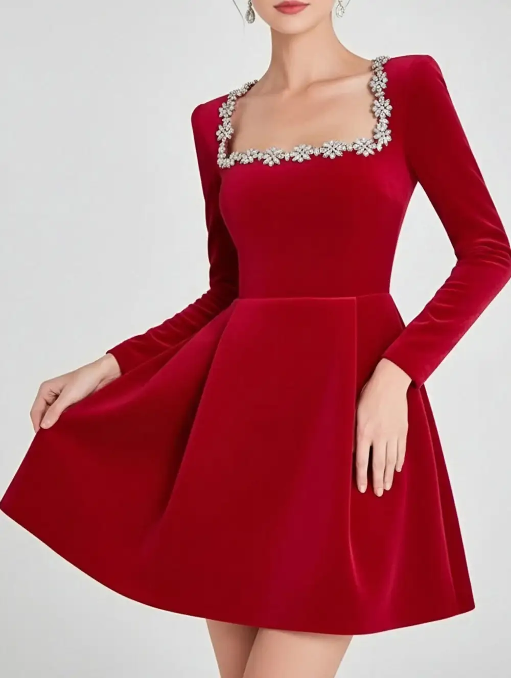 Velvet Square Neck Dress