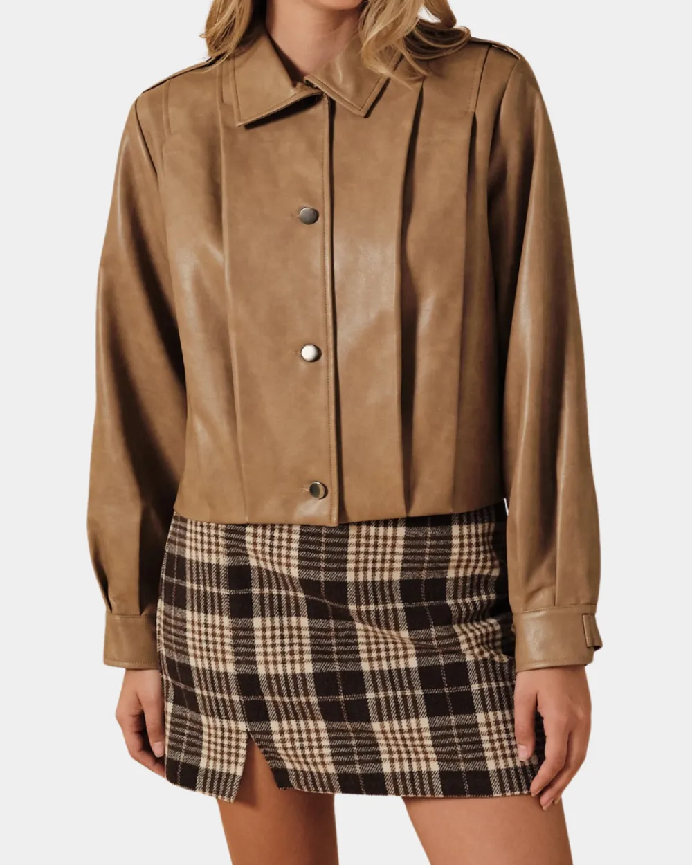Pleated Leather Jacket