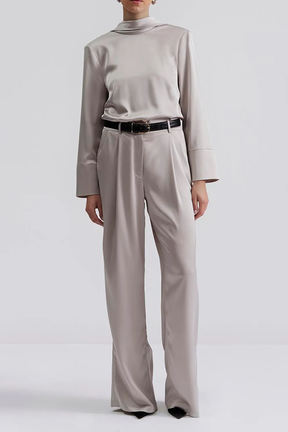 Elastic Waist Satin Trousers