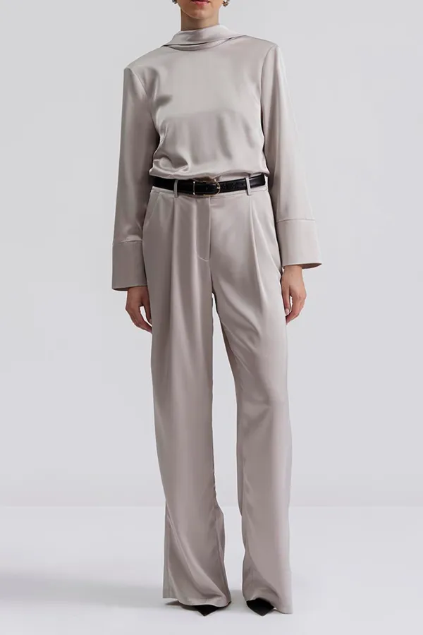 Elastic Waist Satin Trousers