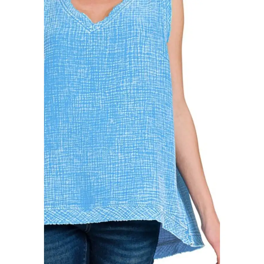Washed Raw-Edge Tank Top