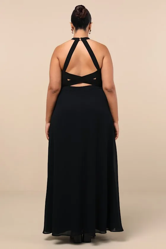 Confidently Charismatic Emerald Backless Halter Maxi Dress