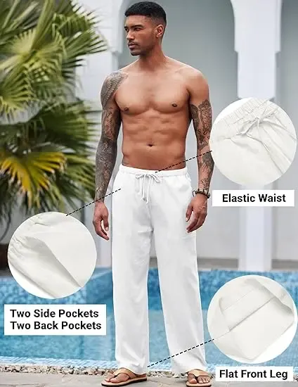 ⏰Hot Sale-Men's Linen-Cotton Blend Casual Trousers🔥8-Pack - All Colors Included