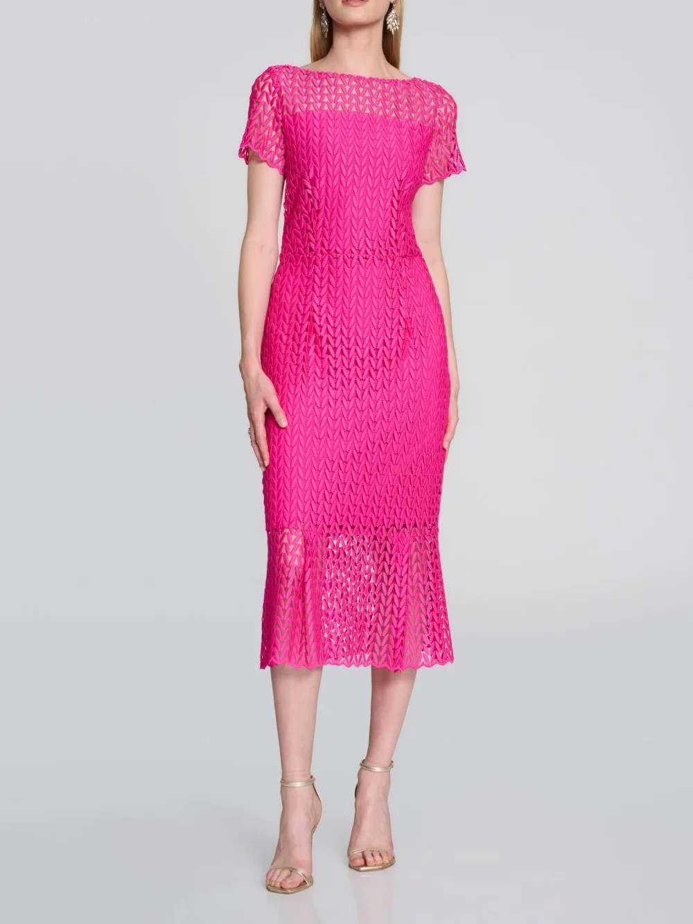 Hot Pink Eyelet Short Dress
