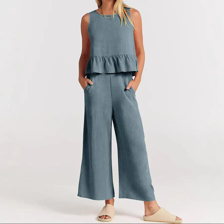 Women's Wide Leg Pants And Sleeveless Top Set