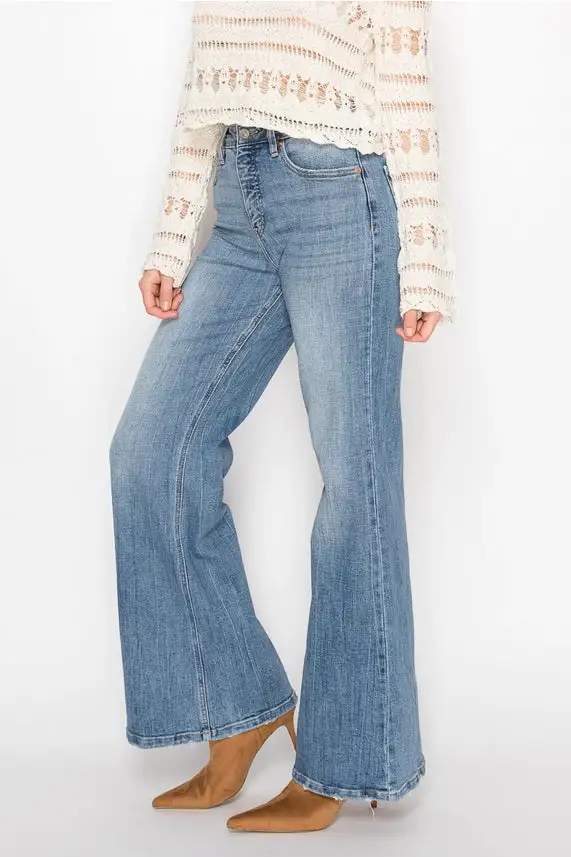 Modern High Rise Wide Leg Stretch Denim Jeans