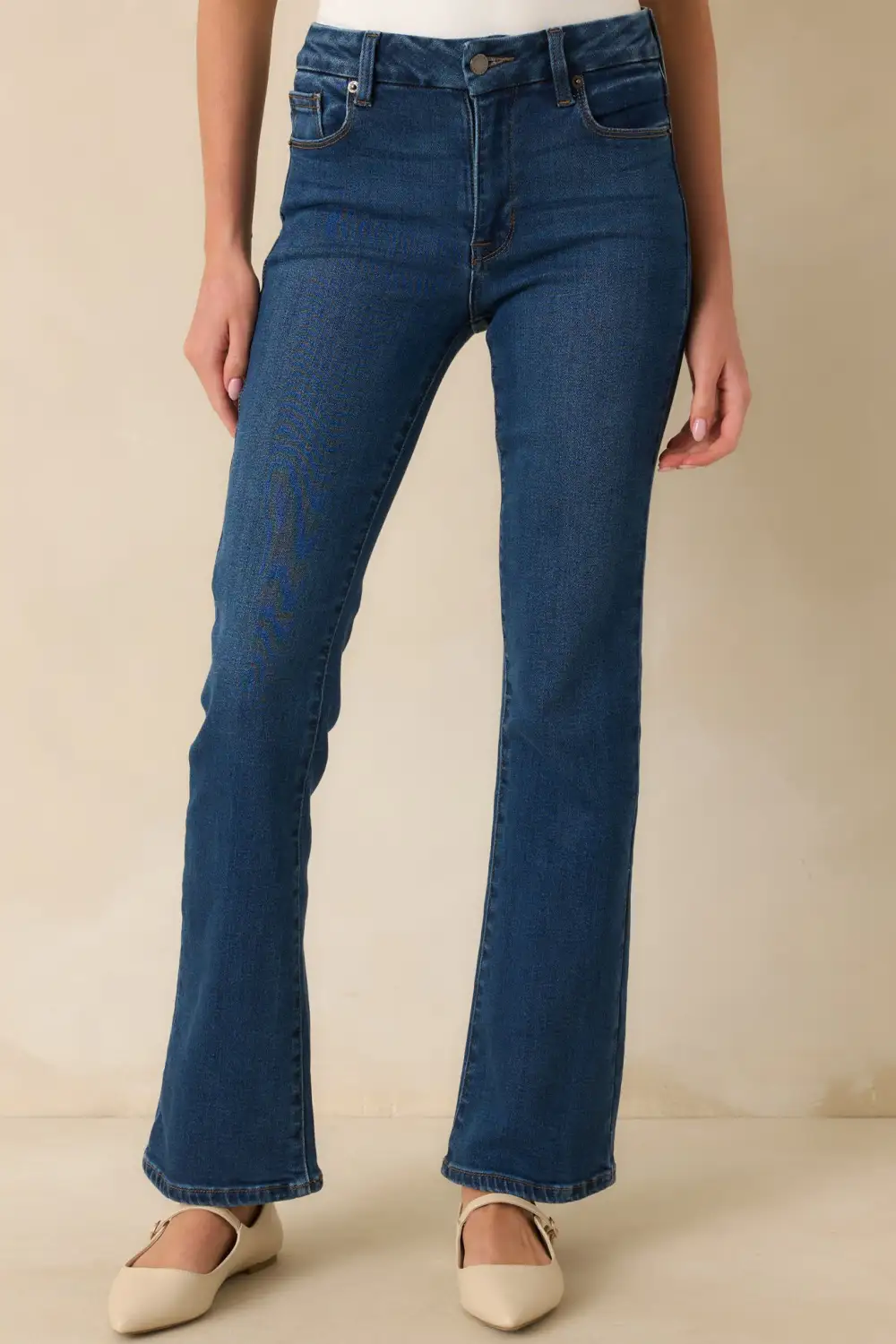 Dark Wash Cotton Straight Leg Jeans