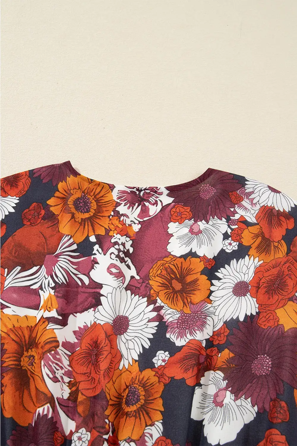 Lightweight Feel Floral Printed V Neck Mini Dress