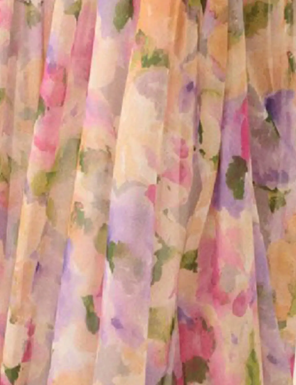 Strapless Watercolor Chiffon Side Slit Maxi Dress
