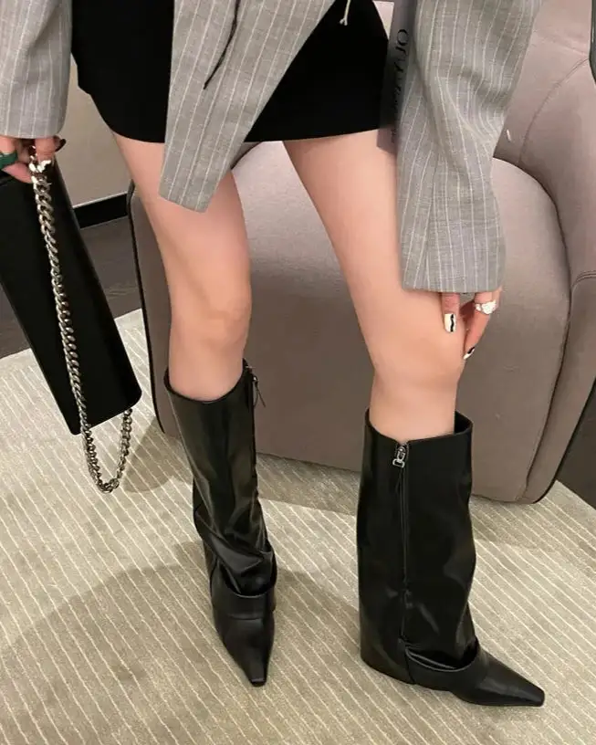 Cowboy Pointed-Toe Square-Heel Knee-High Boots