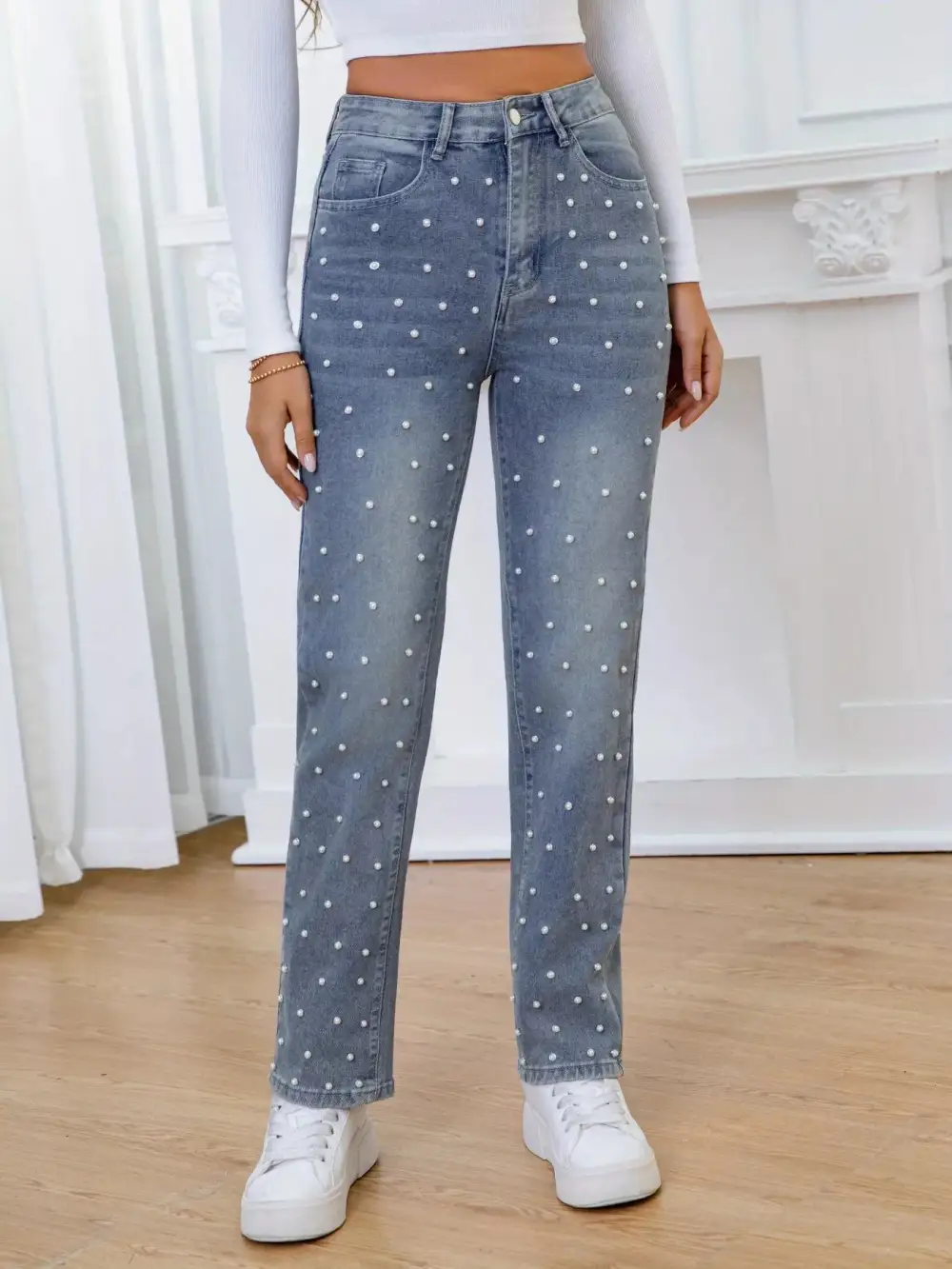 Clean High Waist Straight Leg Denim Jeans