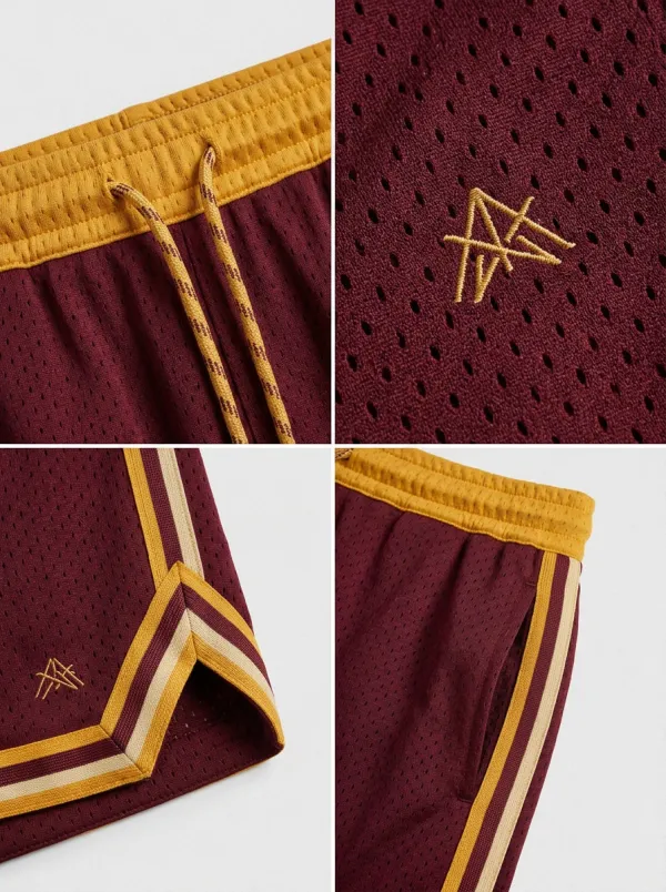 Versatile Striped Detail Mesh Detail Design Men's Basketball Shorts