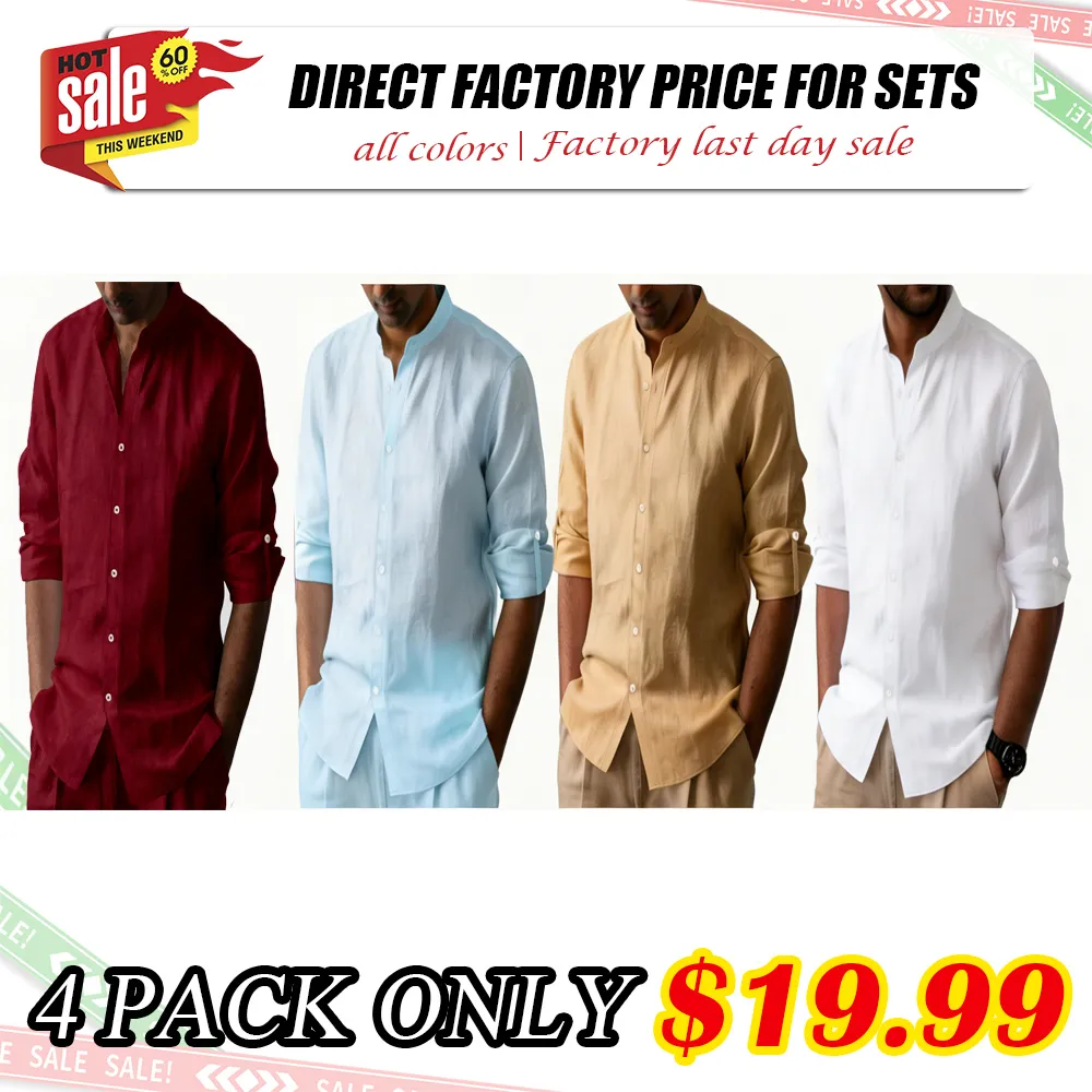 8-Pack Men's Casual Linen Blend Shirts Set