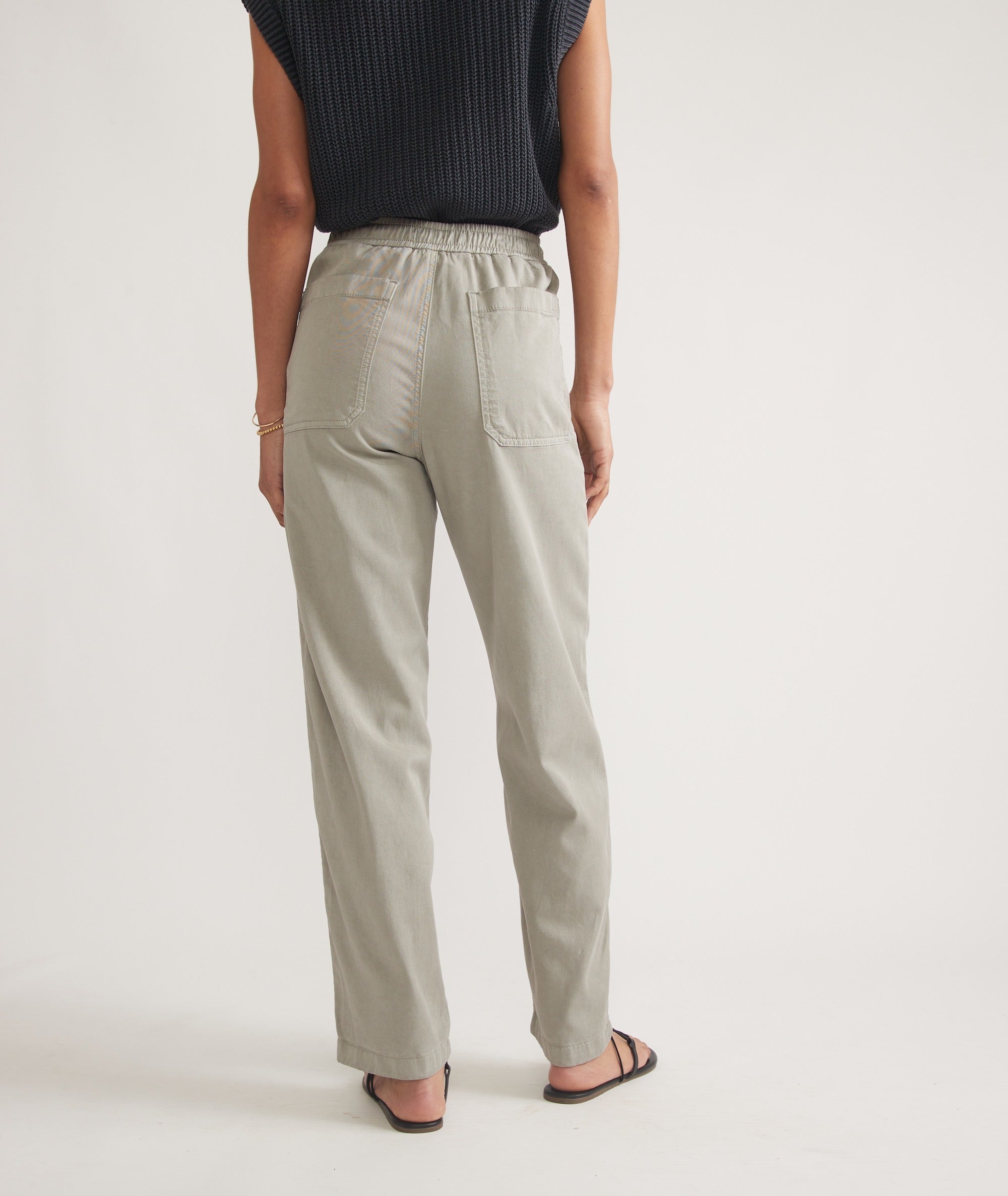 Light Gray Straight-Leg Trousers