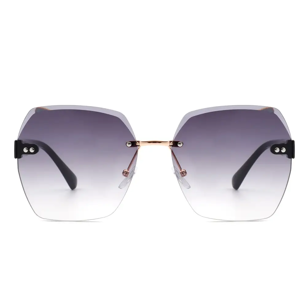 Rhinestone Square Rimless Frame Sunglasses