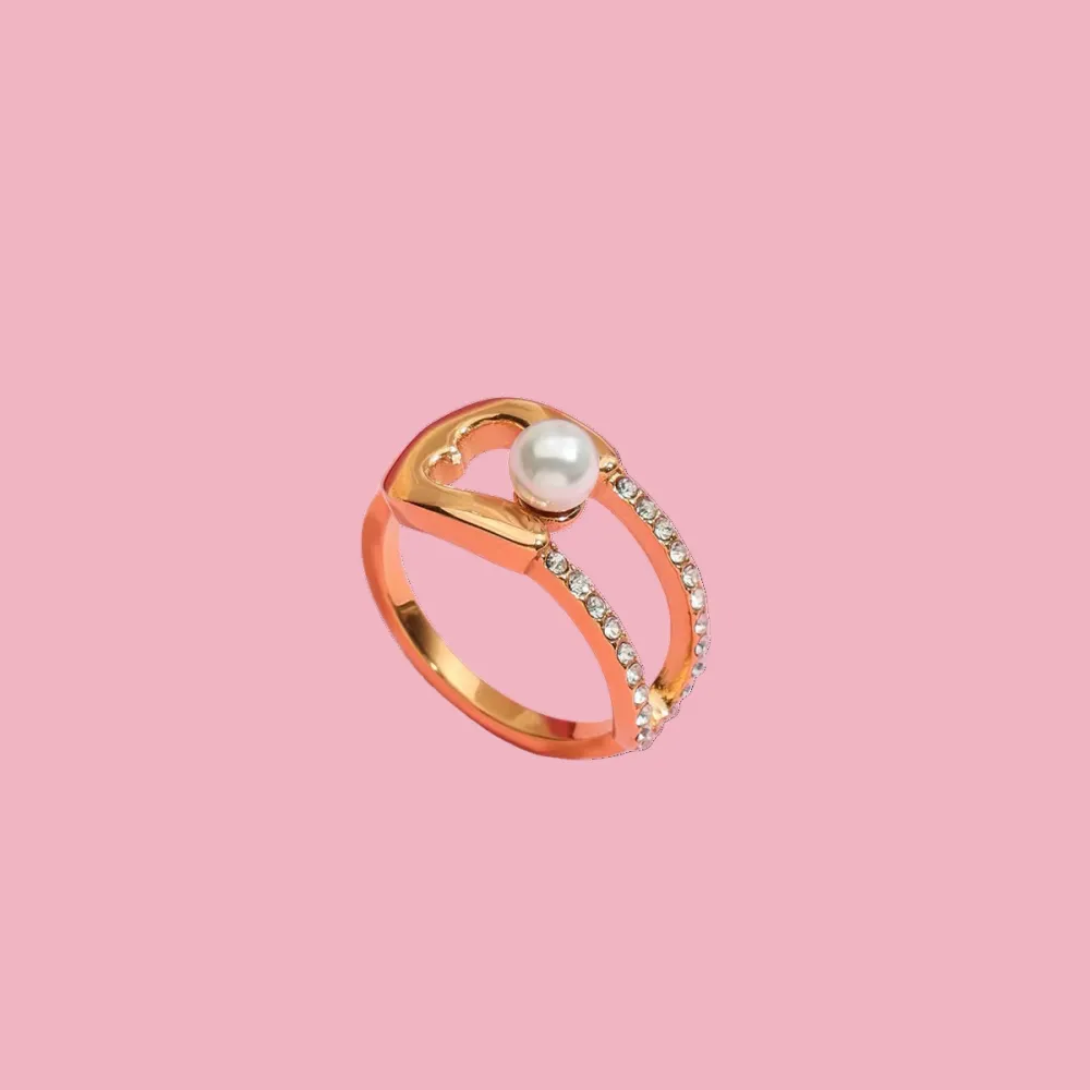 Safety Pin Pearl Accent Ring