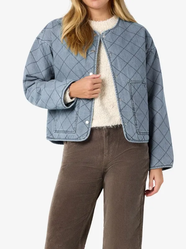 Light Blue Quilted Denim Jacket