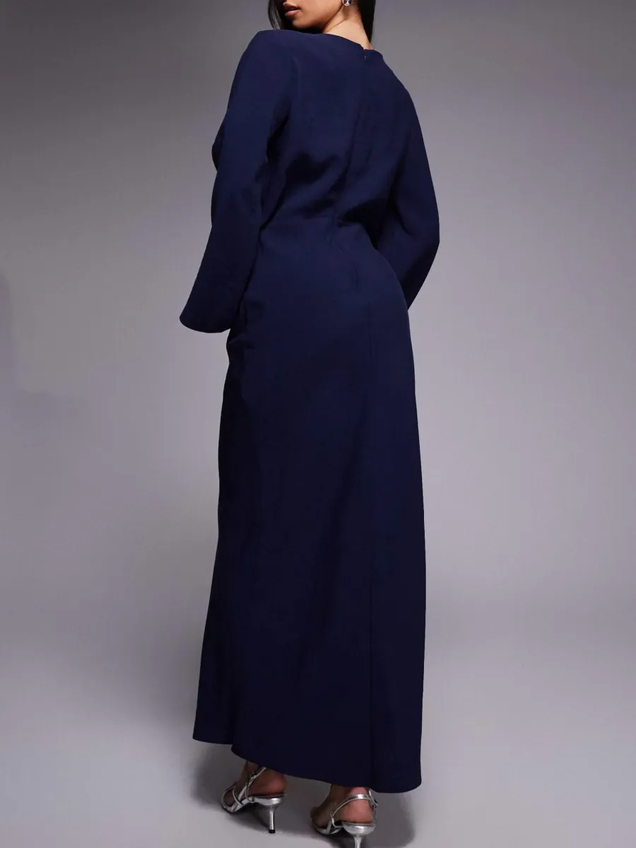 Knot-Waist Long Sleeve Dress