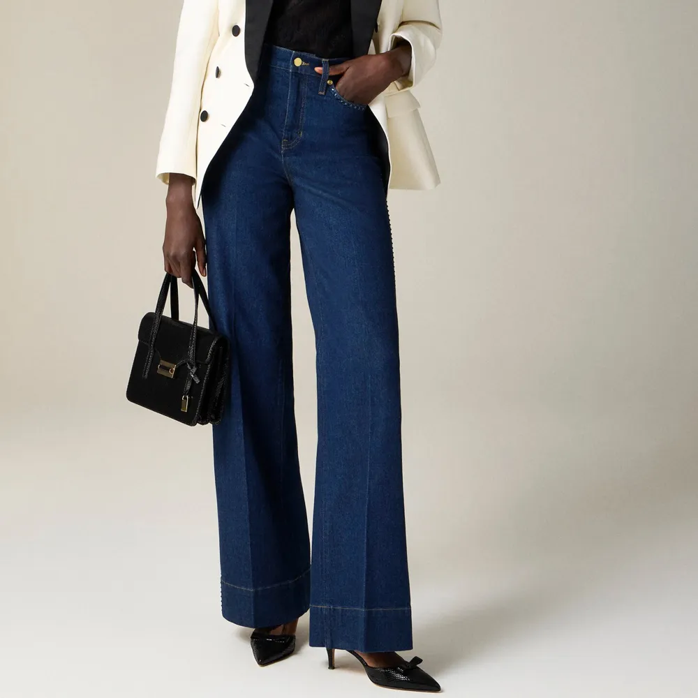 Embellished Wide-Leg Jeans