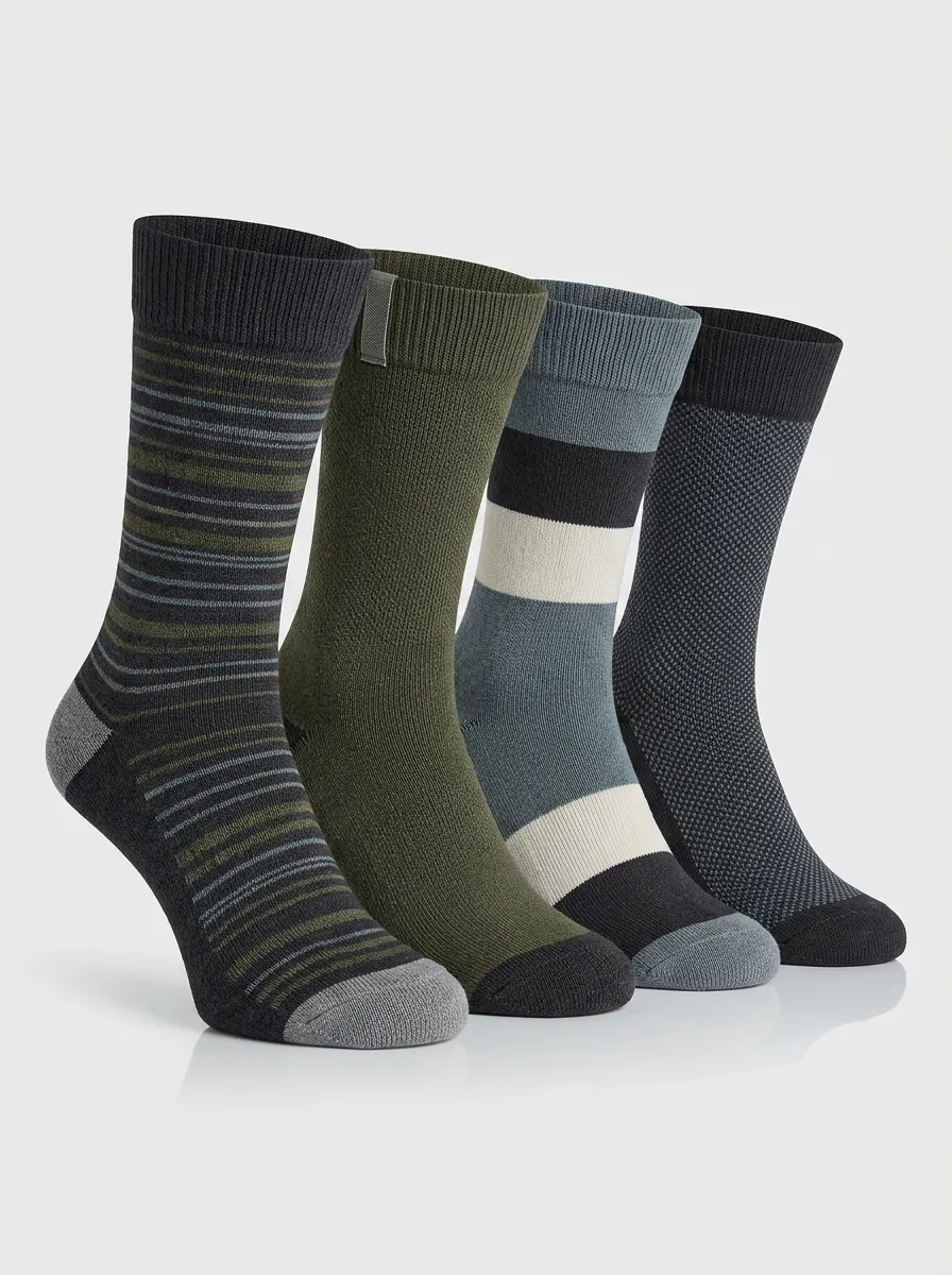 Forest-Inspired Men's Four-Pair Long Socks
