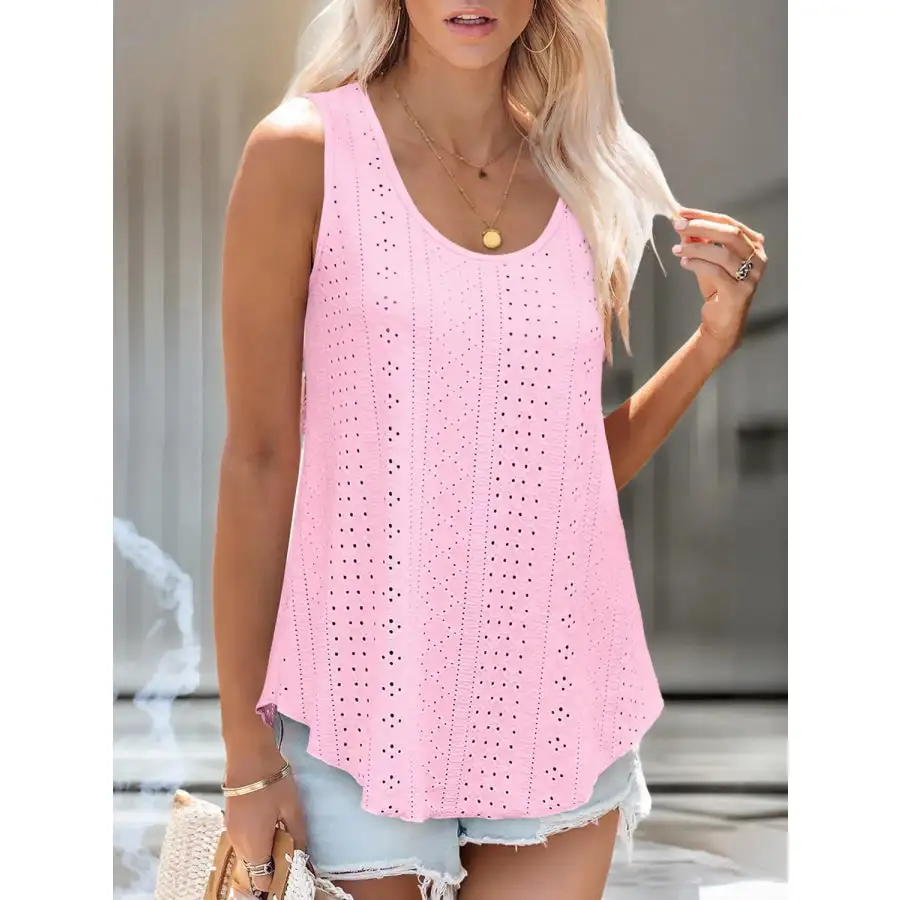 Eyelet Scoop Neck Tank