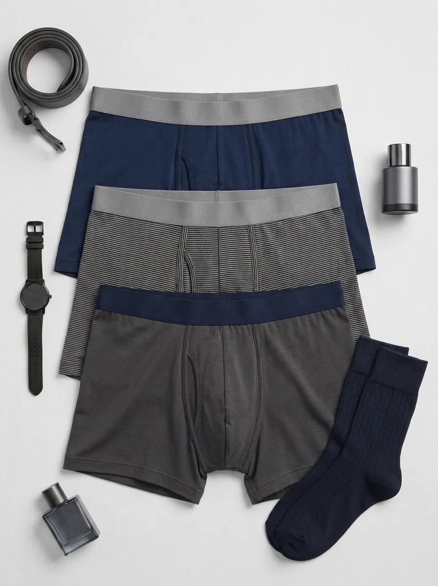 Men's Everyday Comfort Striped and Solid Printed Boxer Briefs