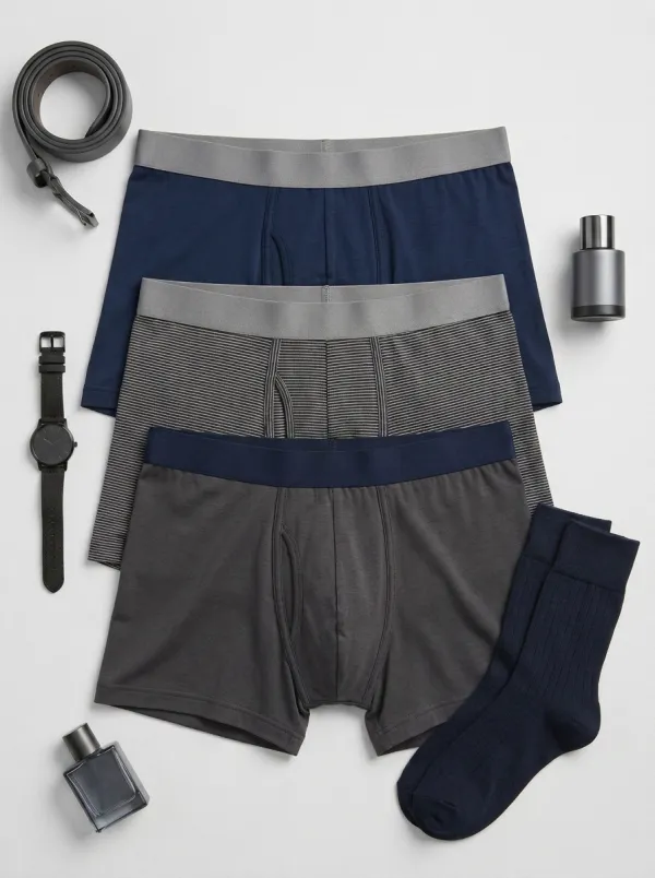 Men's Everyday Comfort Striped and Solid Printed Boxer Briefs
