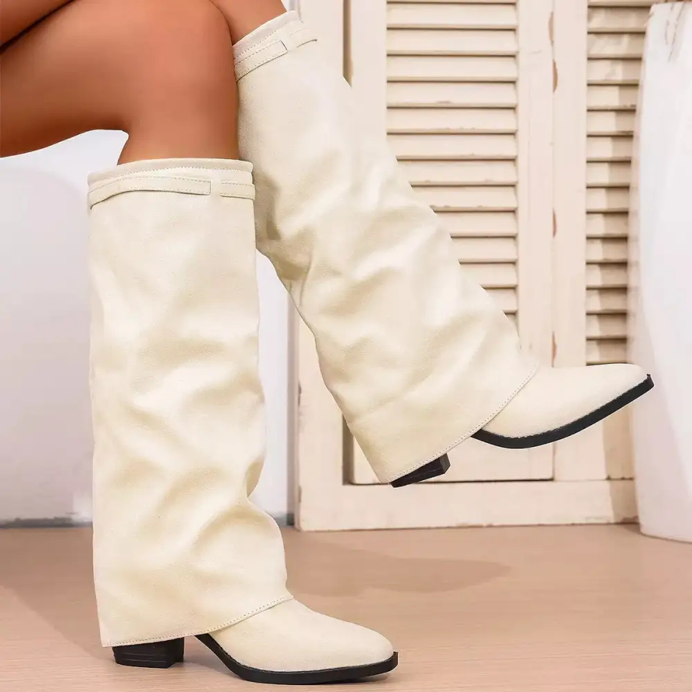 Point Toe Block Heels Boots