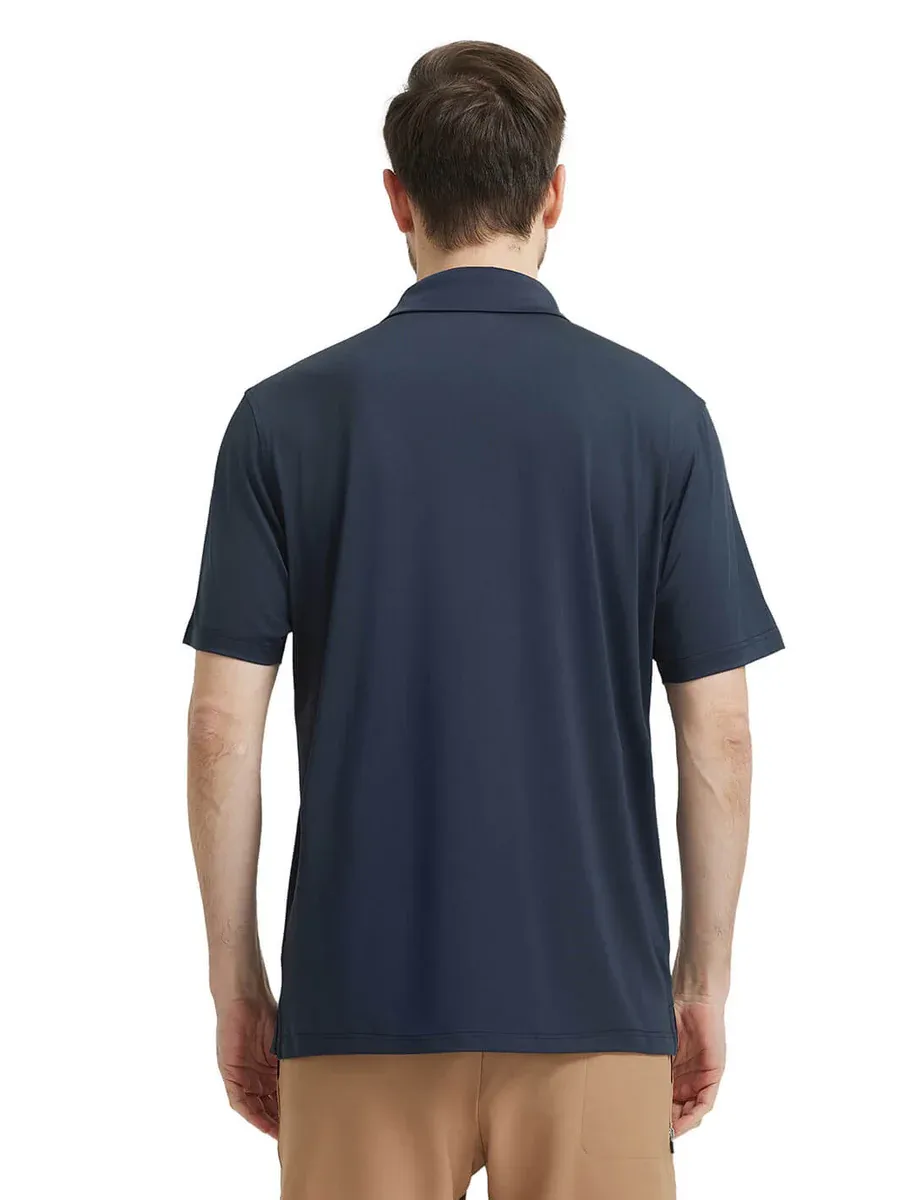 Men'S Designed Collared Solid Performance Polo