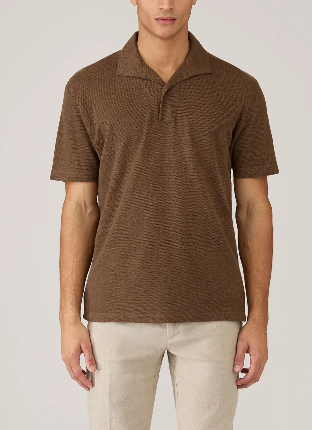 Modern Everyday Regular Fit Linen Pique Short Sleeve Polo Shirt