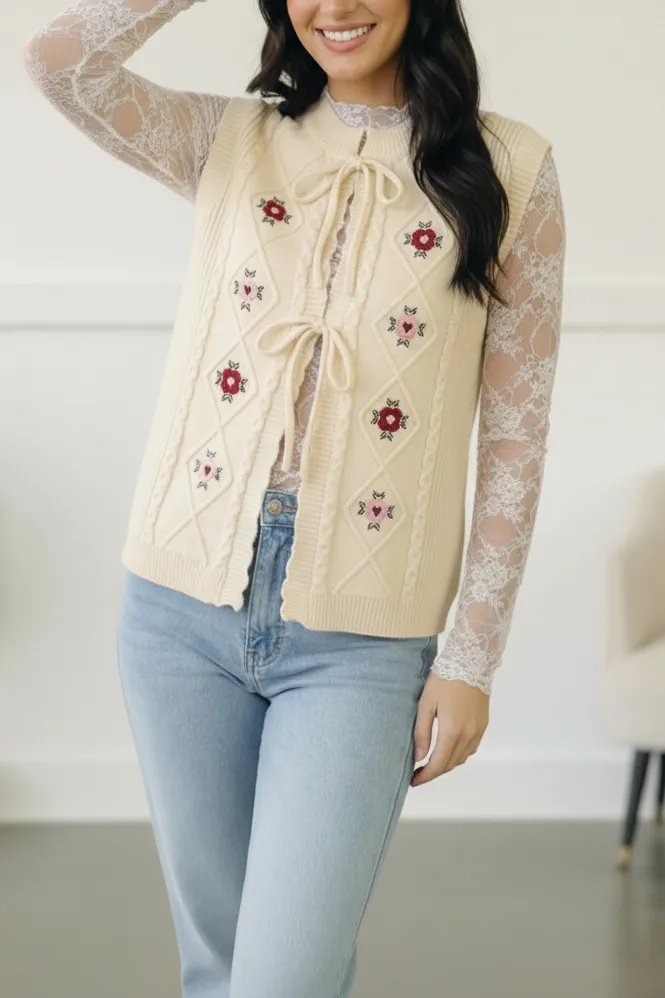 Sweetheart Stitch Embroidered Vest