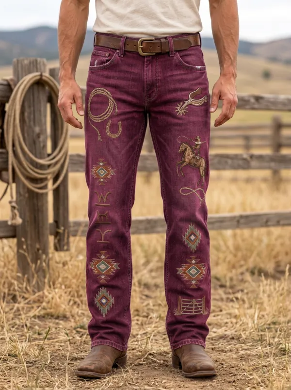 Cowboy Rodeo Tribal Men's Western Jeans