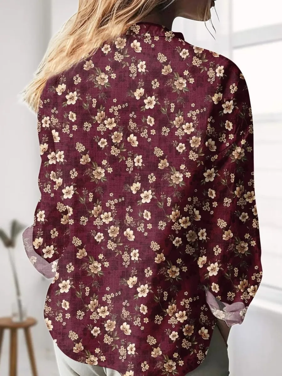 Retro Floral Long Sleeve Shirt