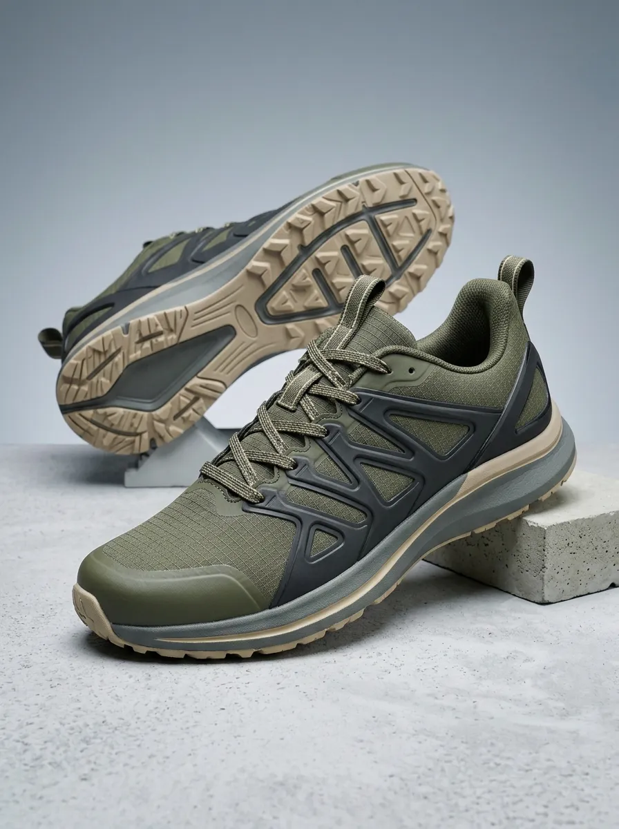 Men's Outdoor Hiking Olive Green Tactical Printed Shoes
