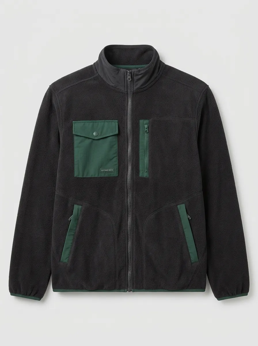 Hiking Contrast Pocket Fleece Zip Jacket