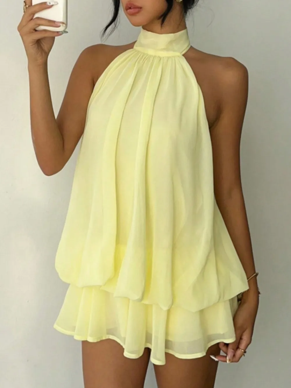 Tiered Halter Mini Dress